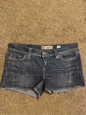 BKE Denim Cutoff Shorts in Blue Wash
